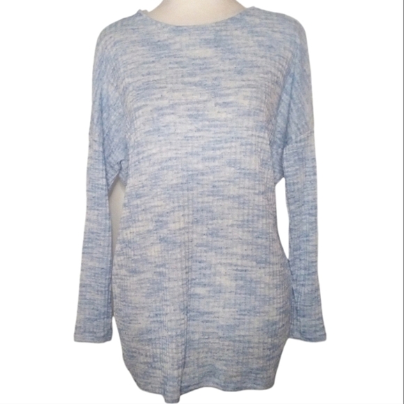 The Impeccable Pig Blue & White Open Twist Back Knit Sweater Size Small - Picture 1 of 8